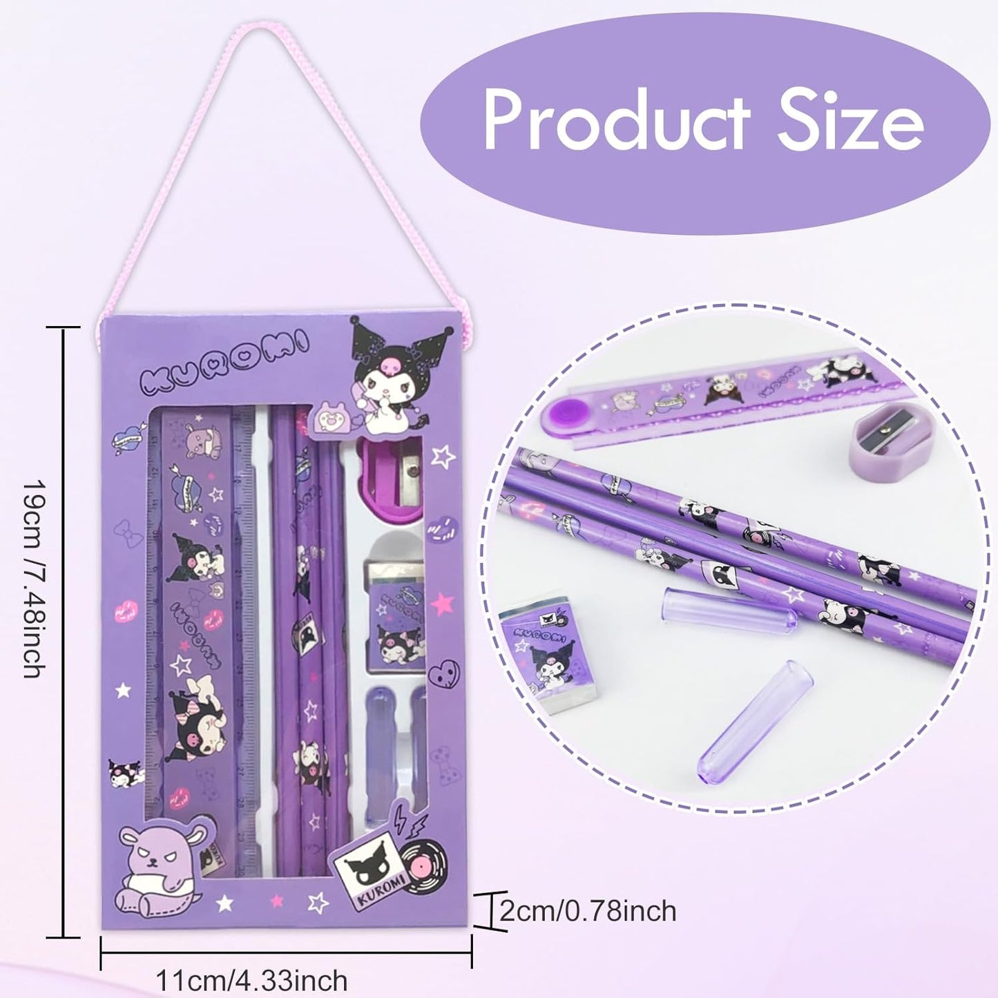 Kuromi Stationery Set of 2 - Pencil Kit for Girls/Boys