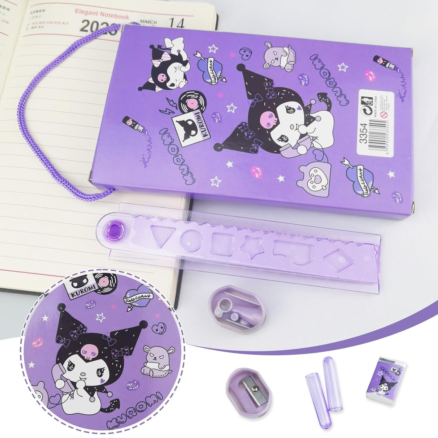 Kuromi Stationery Set of 2 - Pencil Kit for Girls/Boys