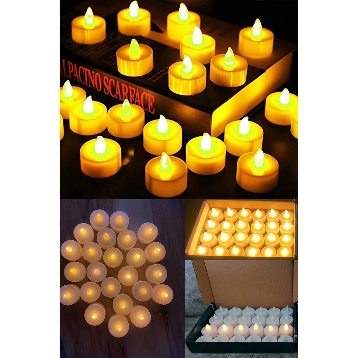 Flameless LED Tea Light Candles, Pack of 24, 4 cm, Yellow