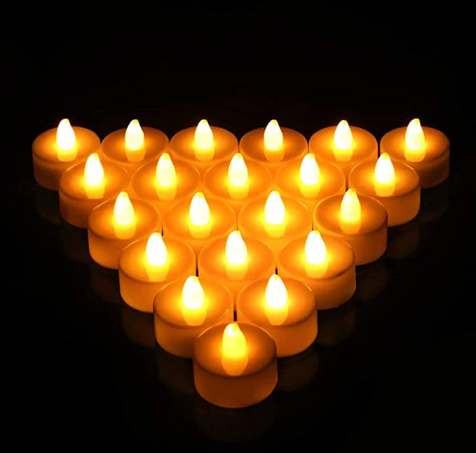 Flameless LED Tea Light Candles, Pack of 24, 4 cm, Yellow