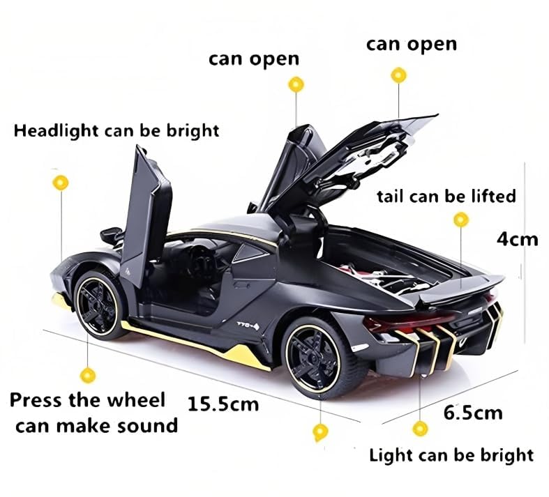 Lamborghini 1:32 Die-Cast Pull Back Car with Sound, Light & Openable Doors