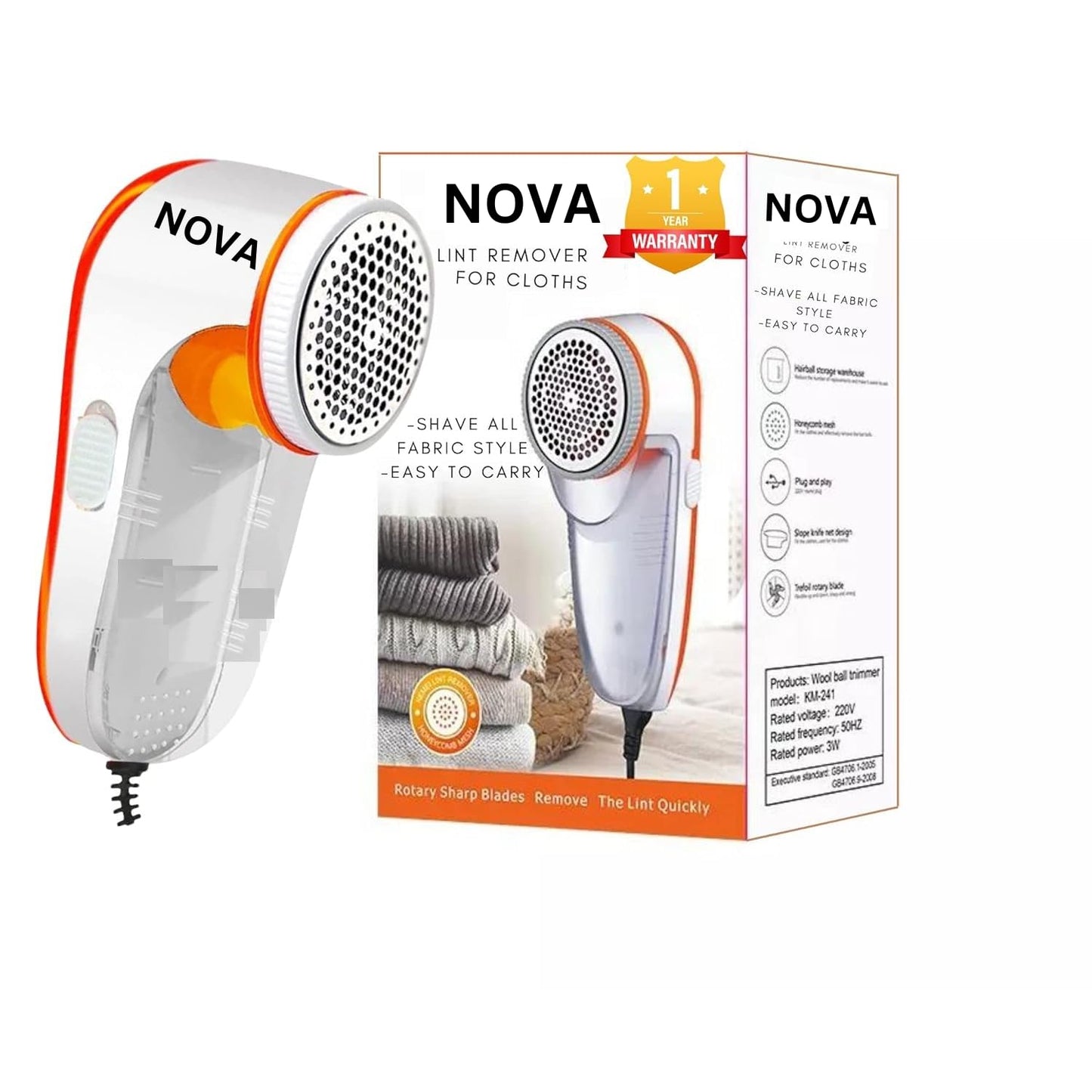 NOVA Lint Remover | Electric Lint Shaver for Clothes | Perfect for Woolens, Sweaters, and More