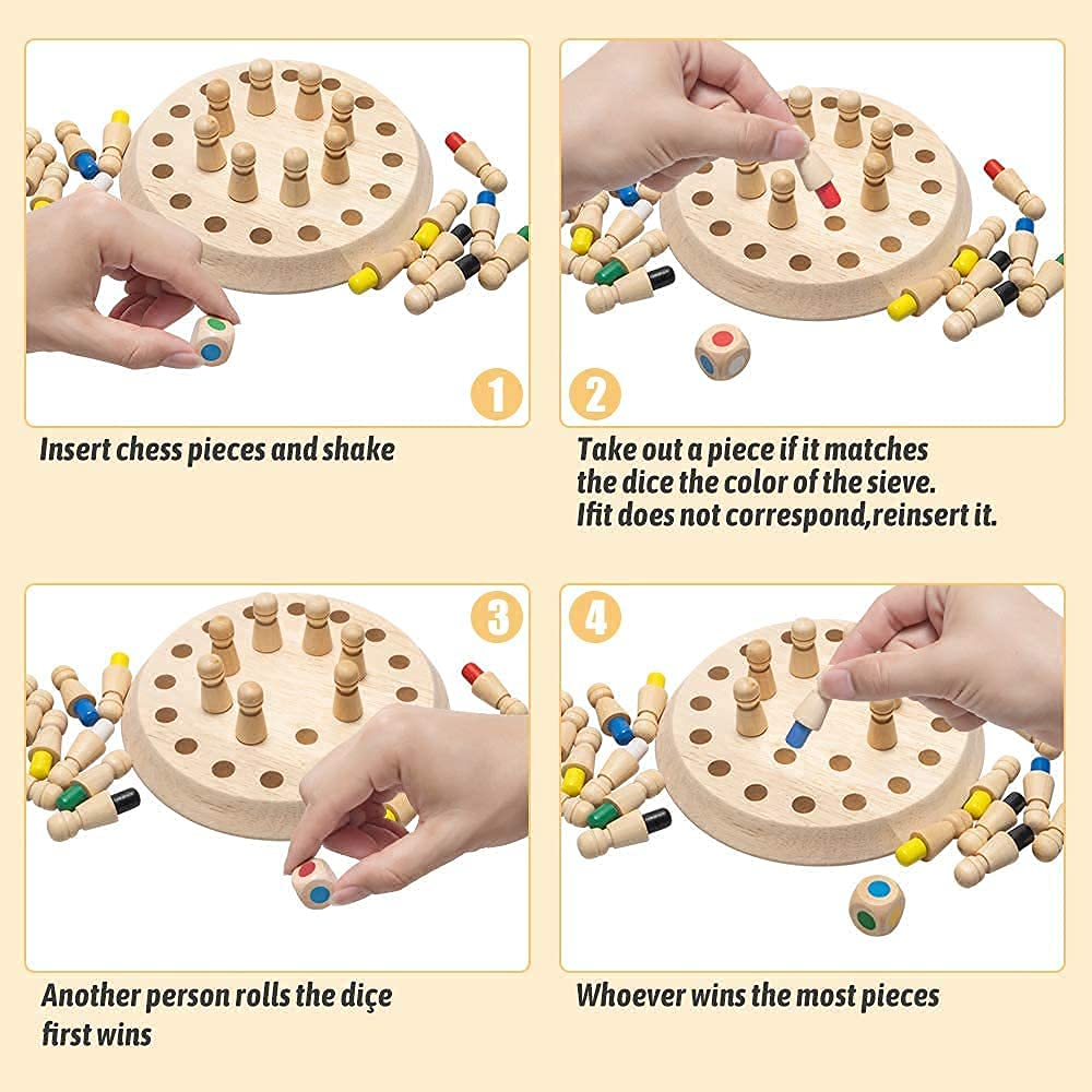 Wooden Memory Match Stick Chess Game –  Toy for Kids |