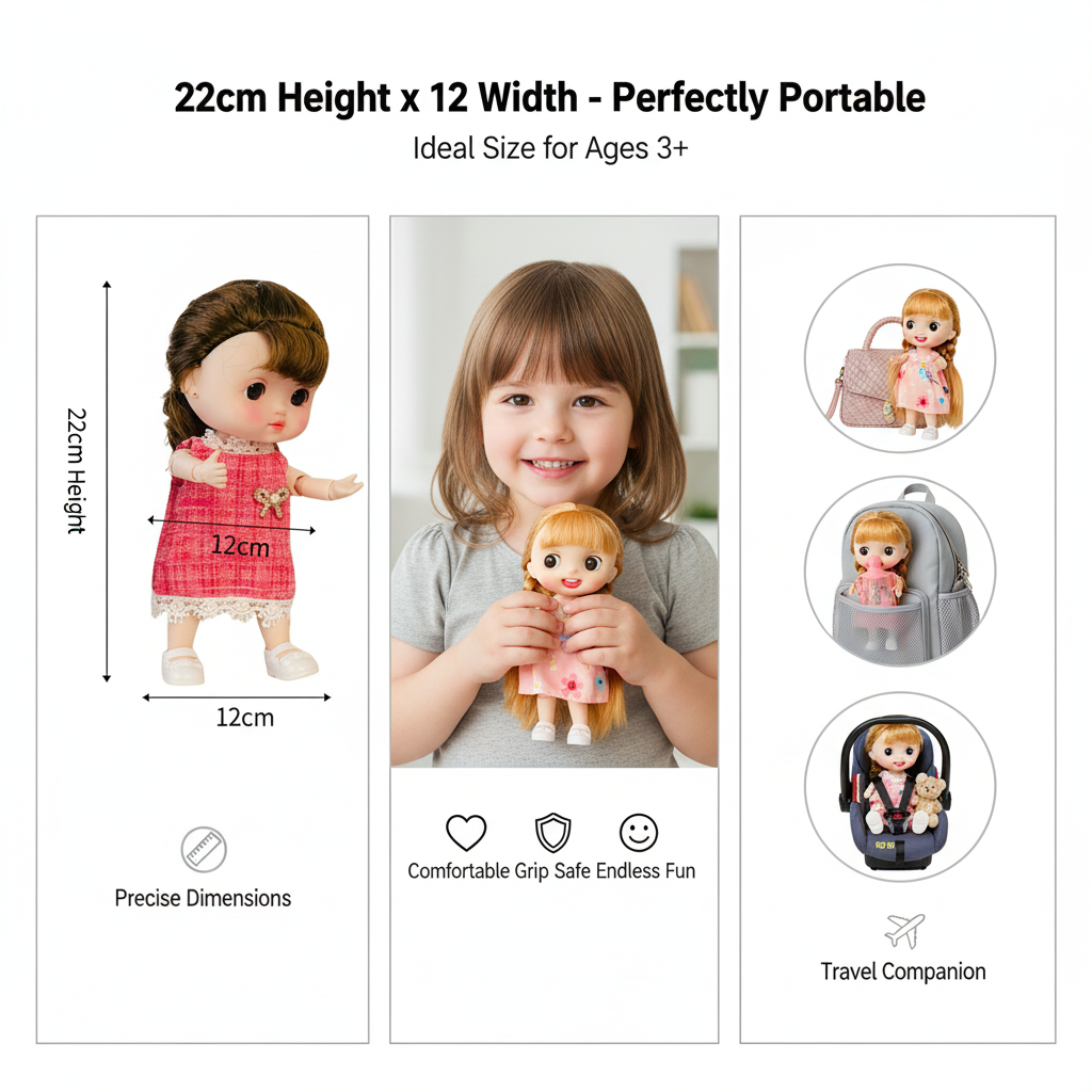 NestyFox CoCo 22cm Premium Movable Mini Fashion Doll for Kids – Poseable Toy Doll with 15 Joints