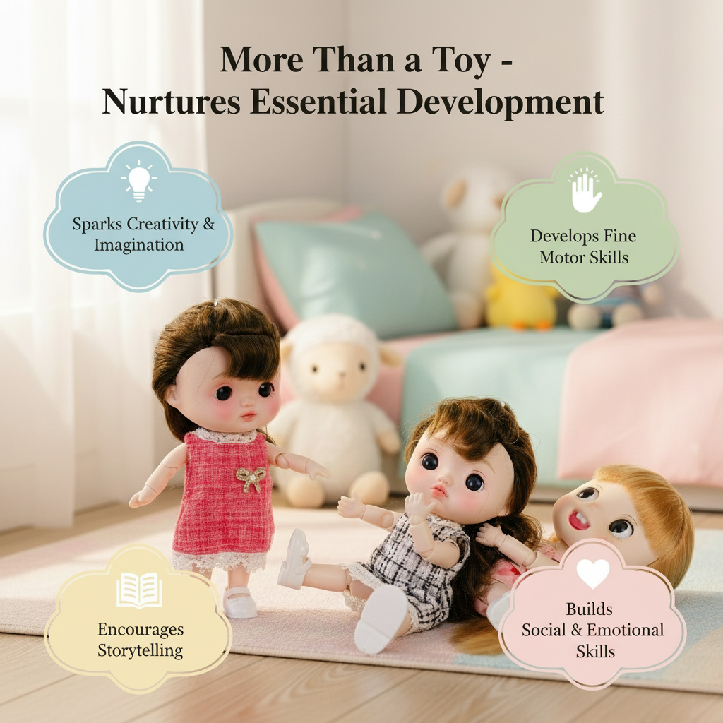 NestyFox CoCo 22cm Premium Movable Mini Fashion Doll for Kids – Poseable Toy Doll with 15 Joints