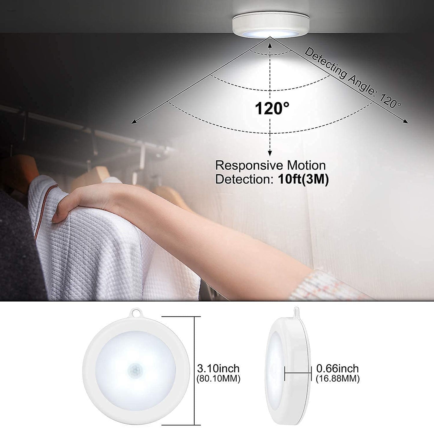 Motion Sensor Rechargeable LED Light for Home (Pack Of 2)