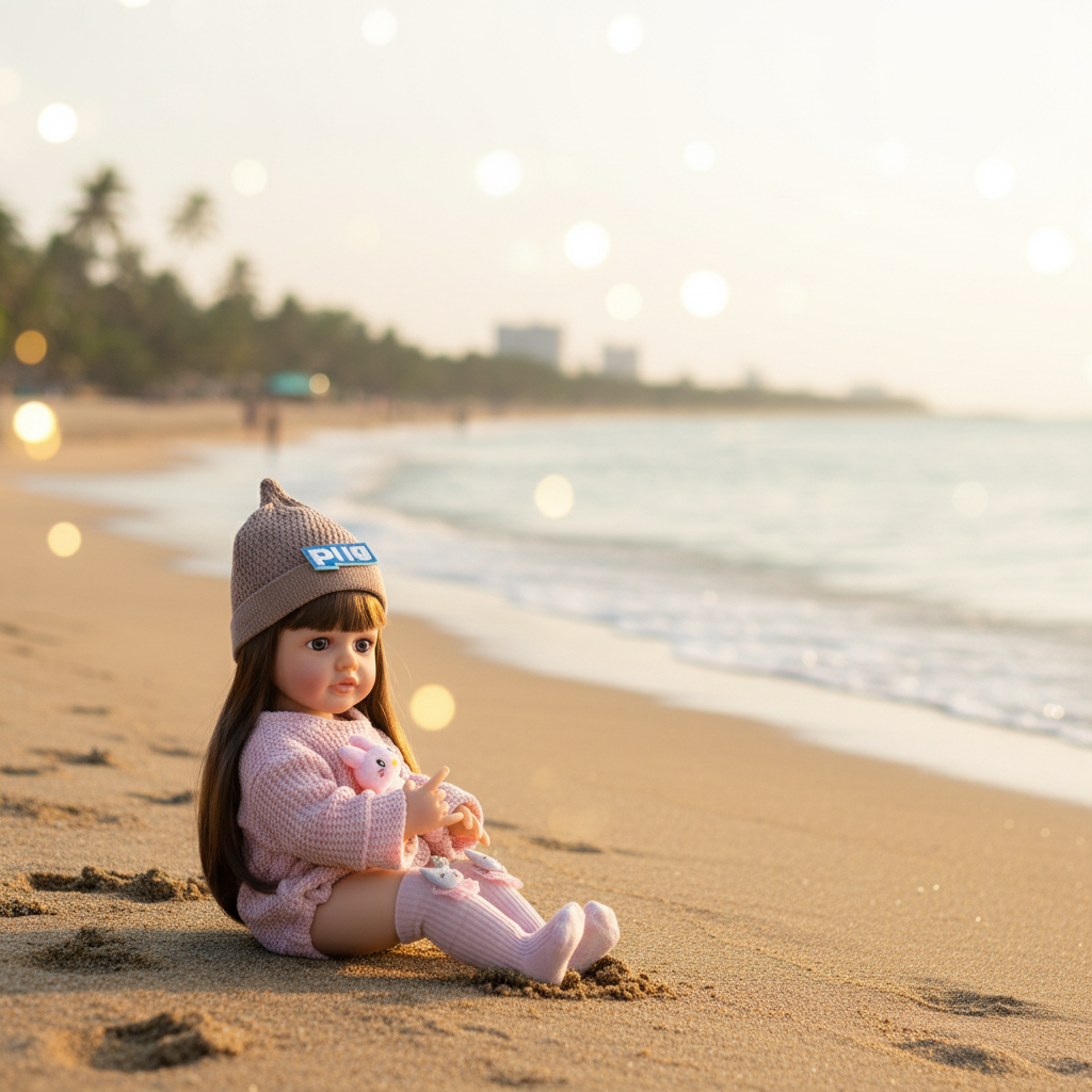 NestyFox Realistic Silicone Baby Doll with Handbag Set, Nipple Bottle, Diaper & Magnetic Pacifier – Soft Lifelike Doll for Girls