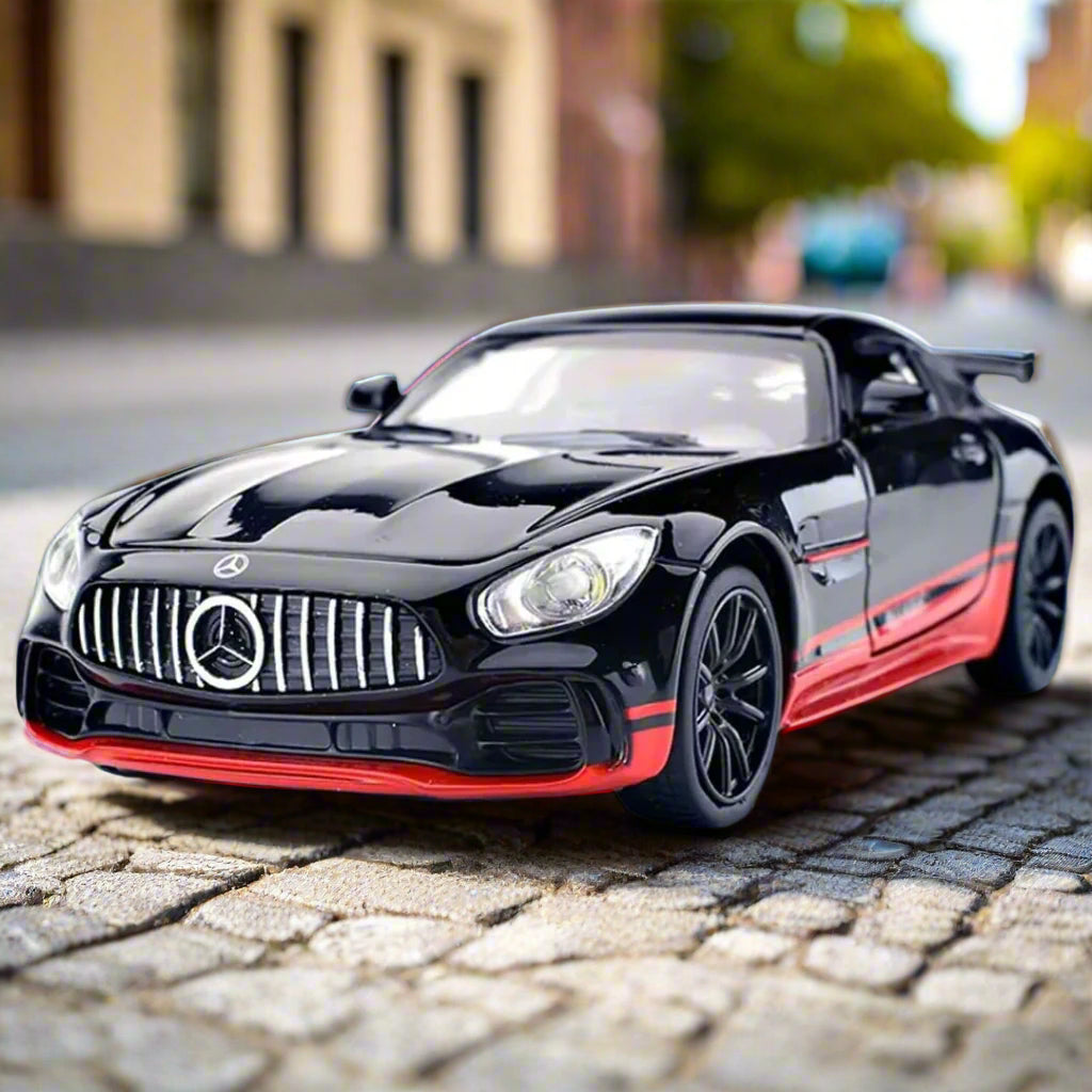 NestyFox Mercedes-Benz AMG GTR Die-Cast Model Car, 1:32 Scale, Pull-Back Action with Lights and Sound