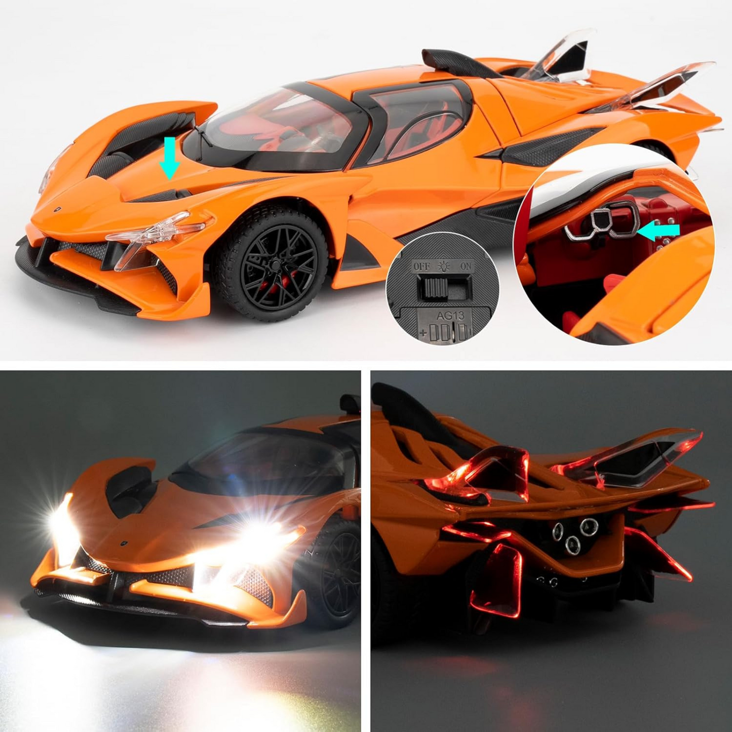 NestyFox Apollo Evo Super Car - 1:32 Scale Die-Cast Model with Light & Sound Effects