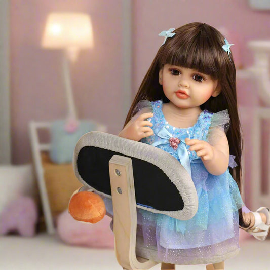 NestyFox 55 cm Realistic Silicone Baby Doll – Lifelike Reborn Doll with Dress & Accessories