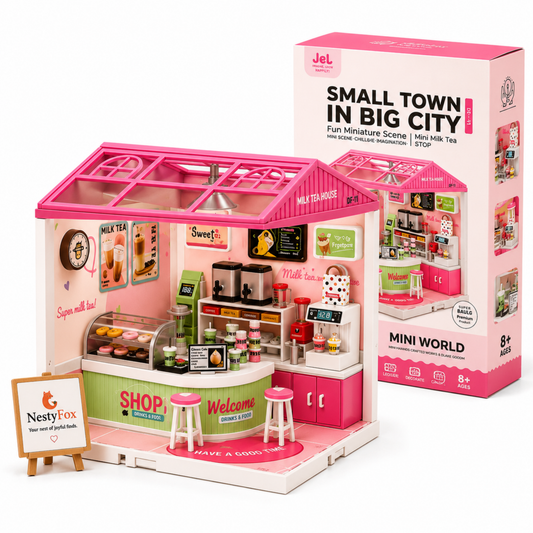 DIY Miniature Milk Tea Shop | 138 PCS | Warm LED Light | Mini World