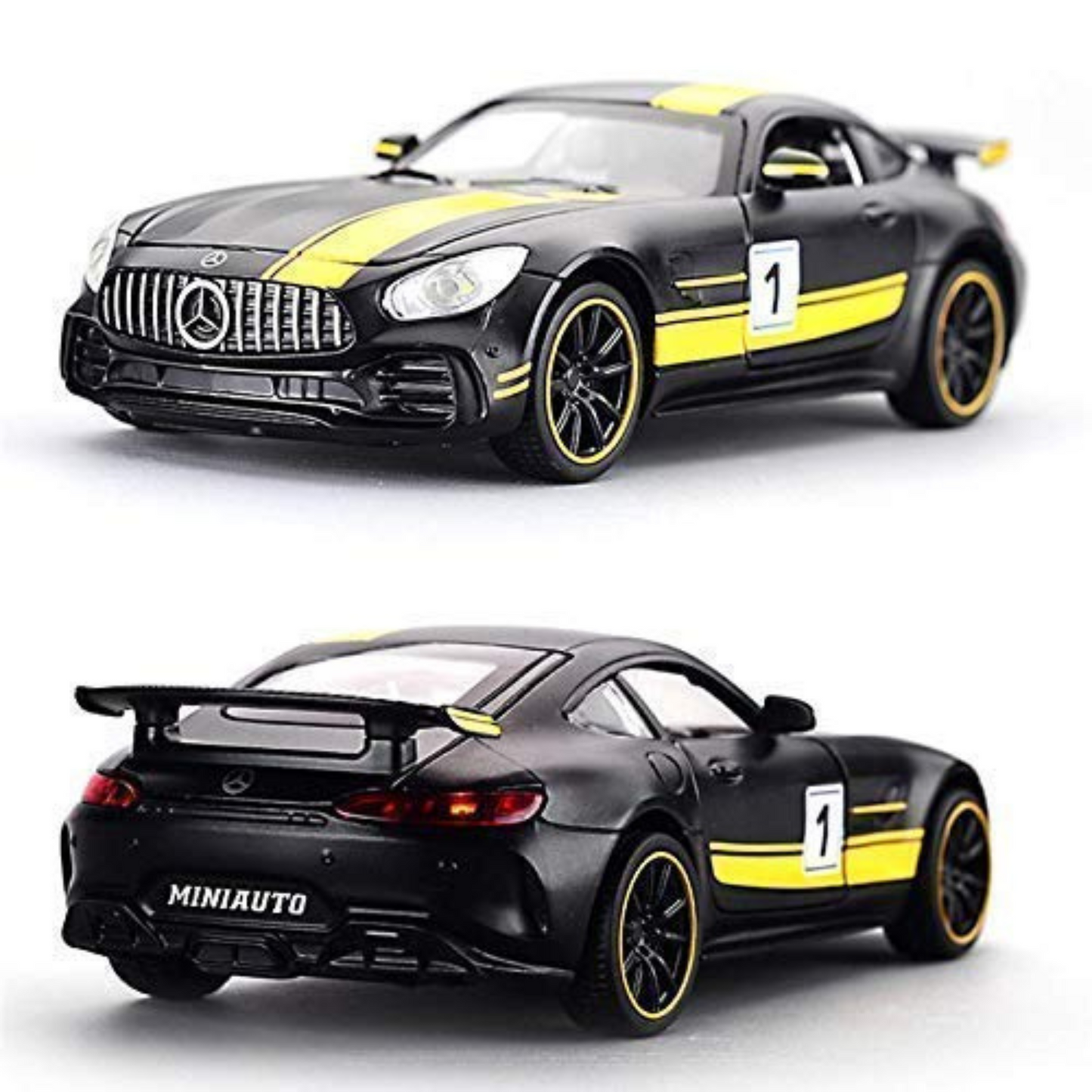 NestyFox Mercedes-Benz AMG GTR Die-Cast Model Car, 1:32 Scale, Pull-Back Action with Lights and Sound