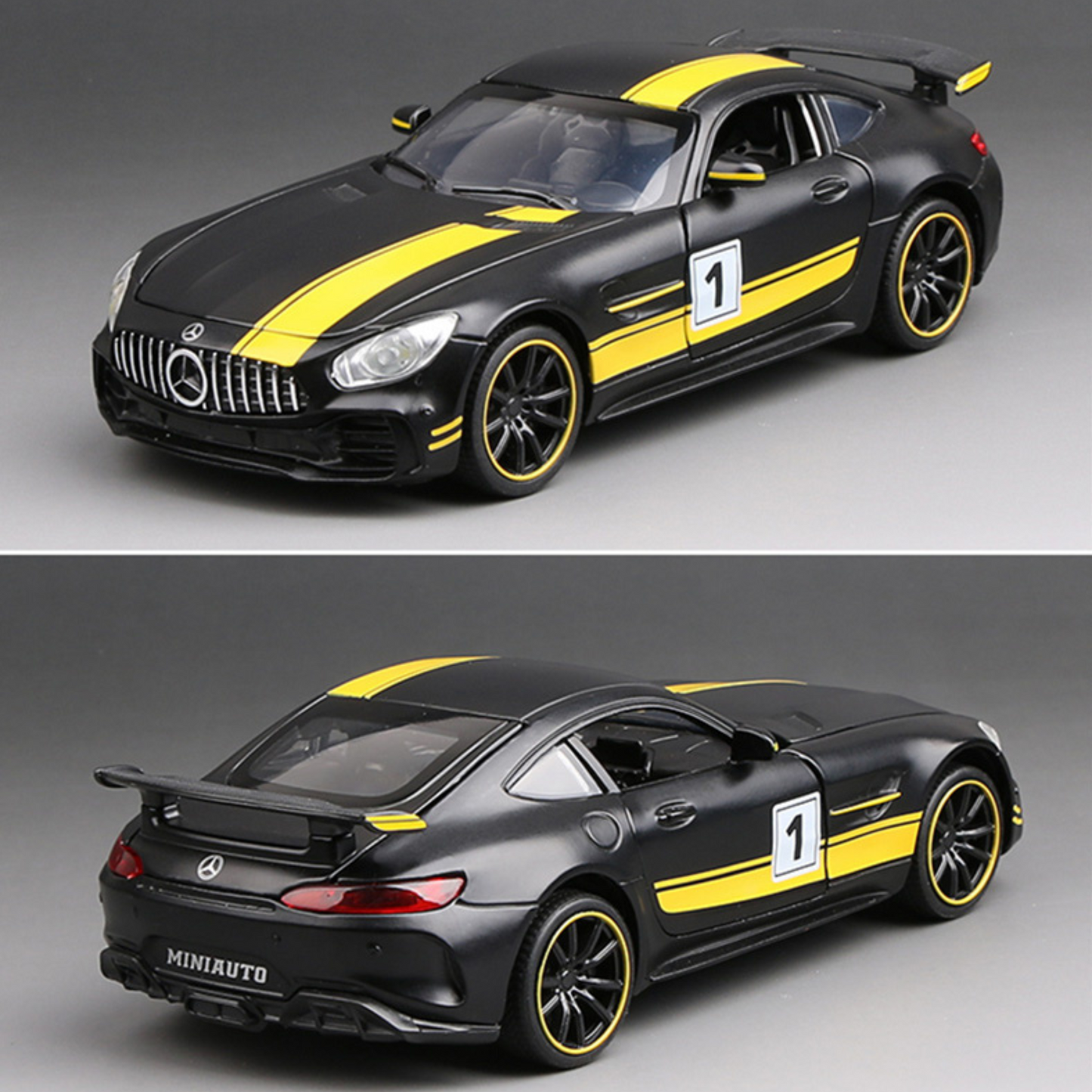 NestyFox Mercedes-Benz AMG GTR Die-Cast Model Car, 1:32 Scale, Pull-Back Action with Lights and Sound