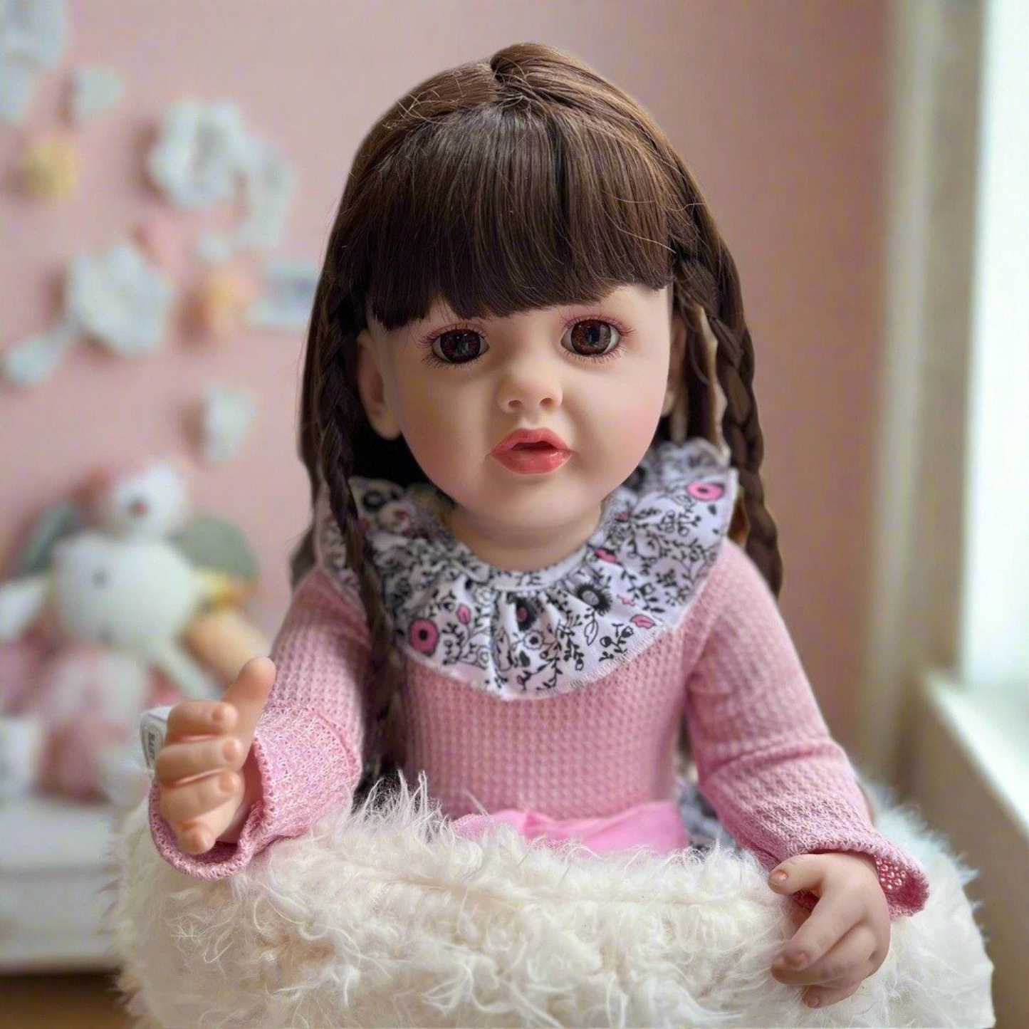 NestyFox Realistic Silicone Baby Doll – Lifelike Reborn Doll with Dress & Accessories