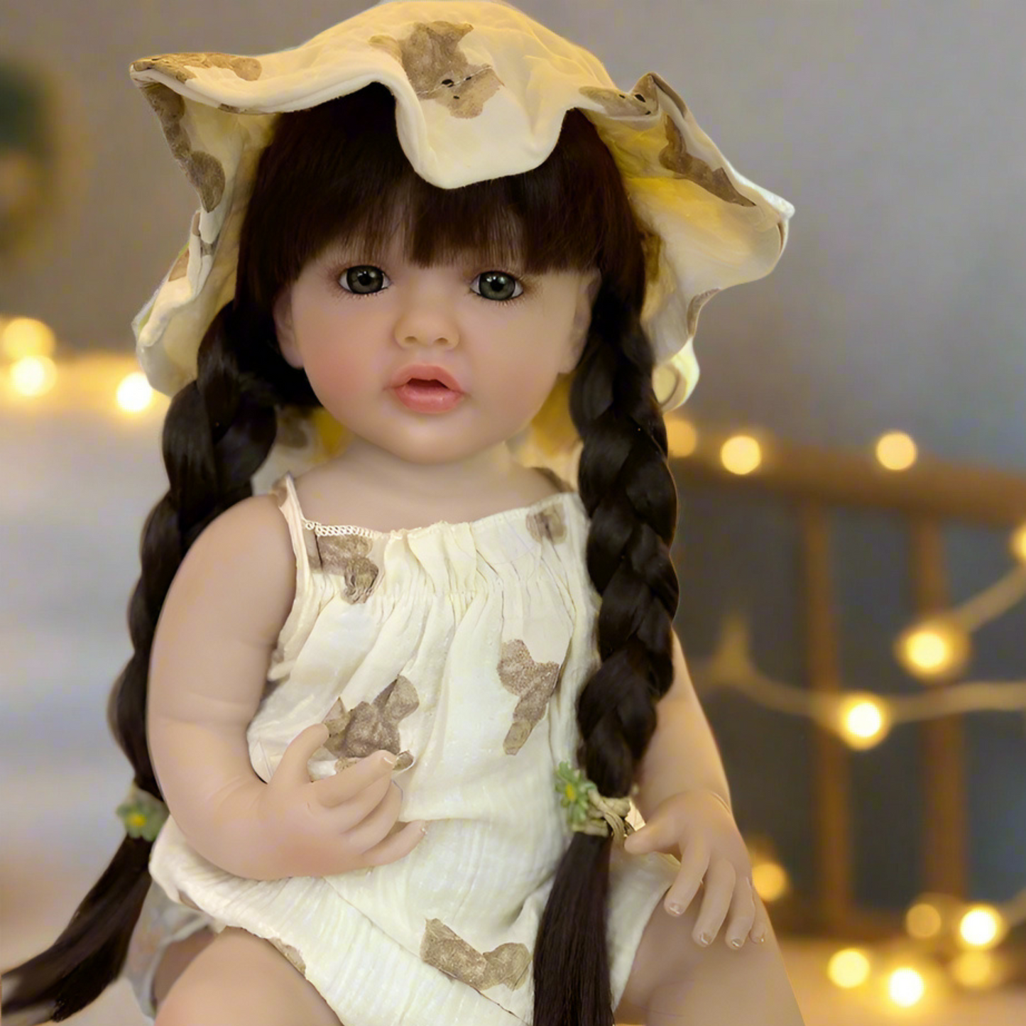 NestyFox Realistic Silicone Baby Doll – Lifelike Reborn Doll with Dress & Accessories