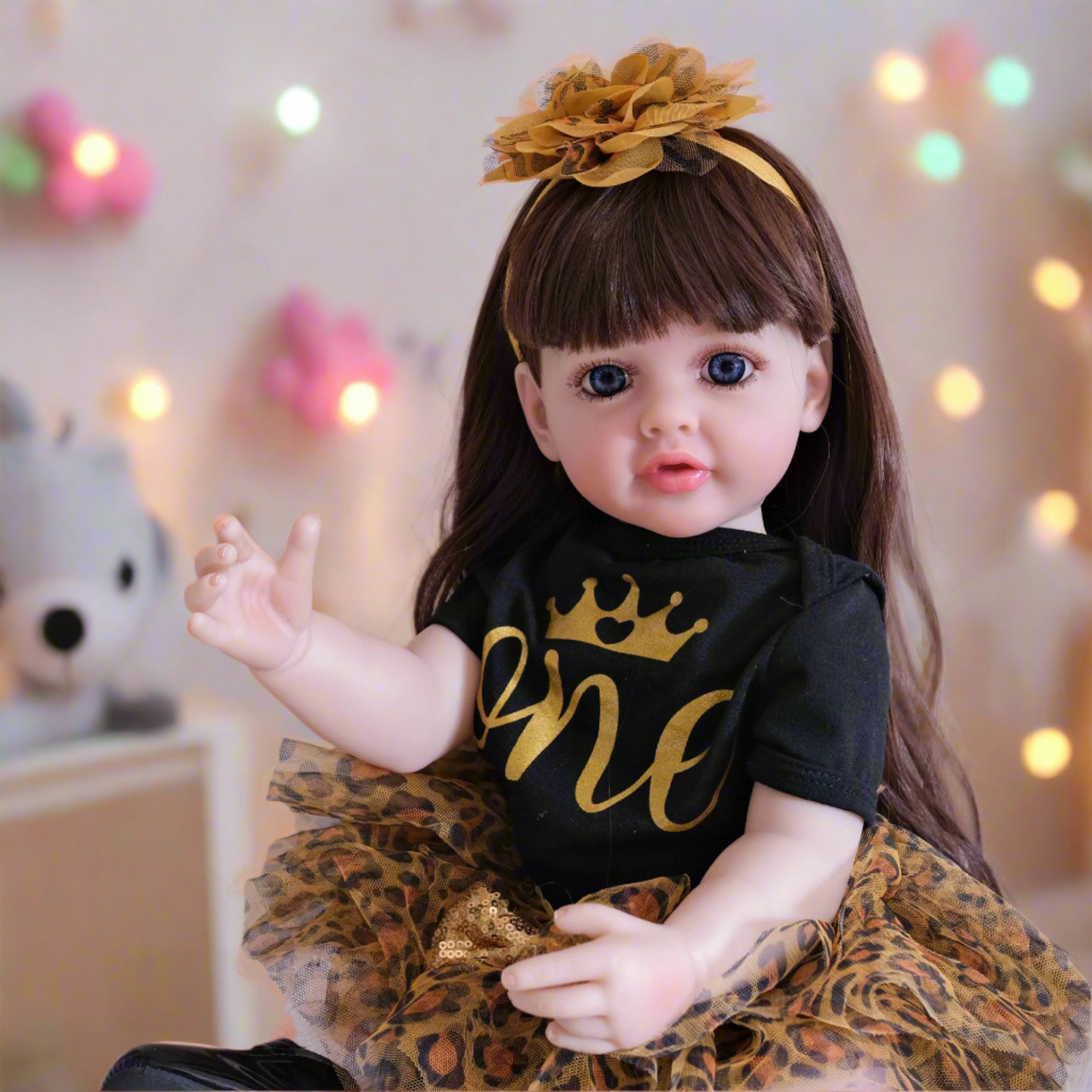 NestyFox Realistic Silicone Baby Doll – Lifelike Reborn Doll with Dress & Accessories