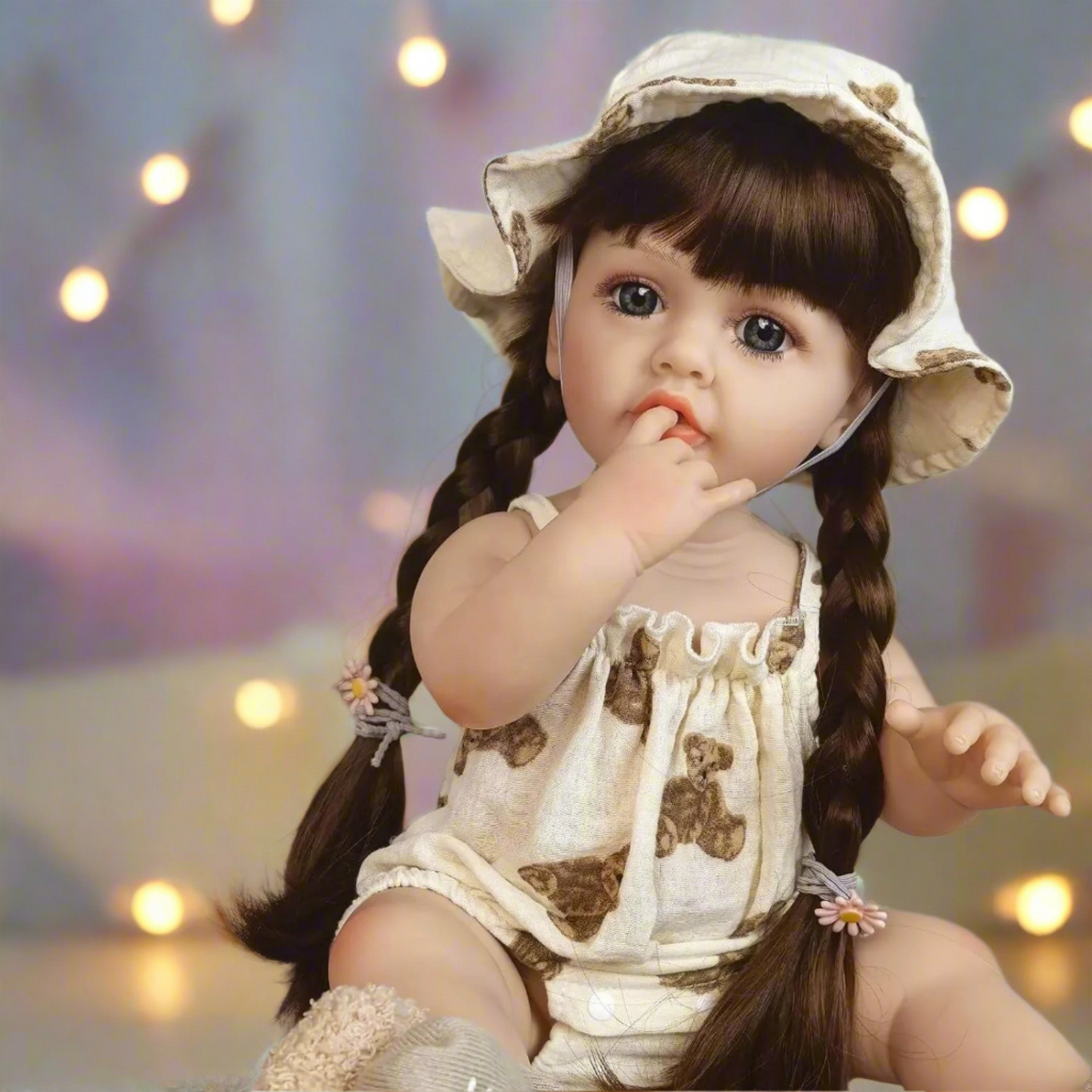 NestyFox Realistic Silicone Baby Doll – Lifelike Reborn Doll with Dress & Accessories
