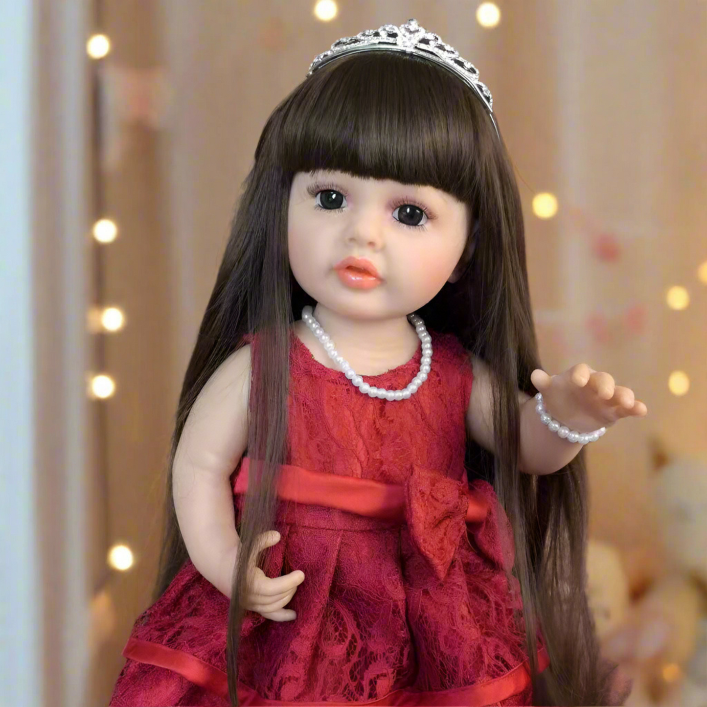 NestyFox Realistic Silicone Baby Doll – Lifelike Reborn Doll with Dress & Accessories
