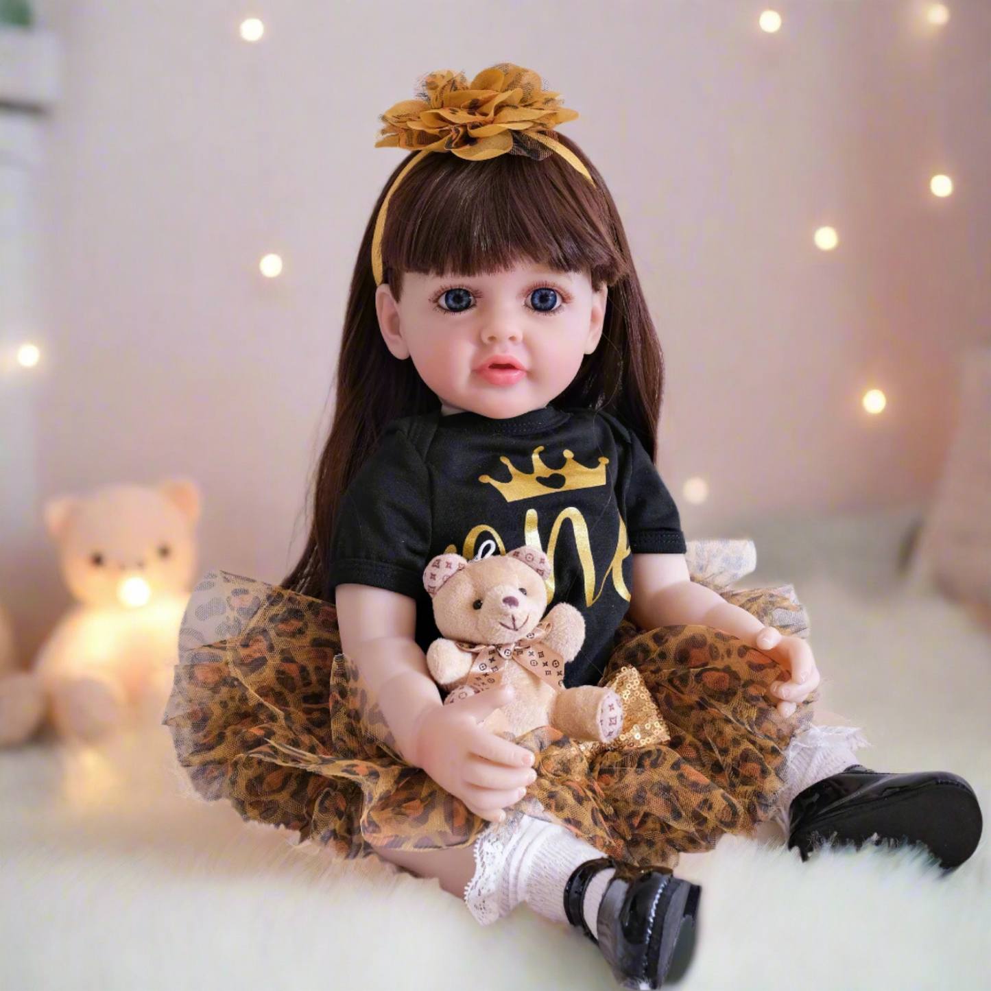 NestyFox Realistic Silicone Baby Doll – Lifelike Reborn Doll with Dress & Accessories