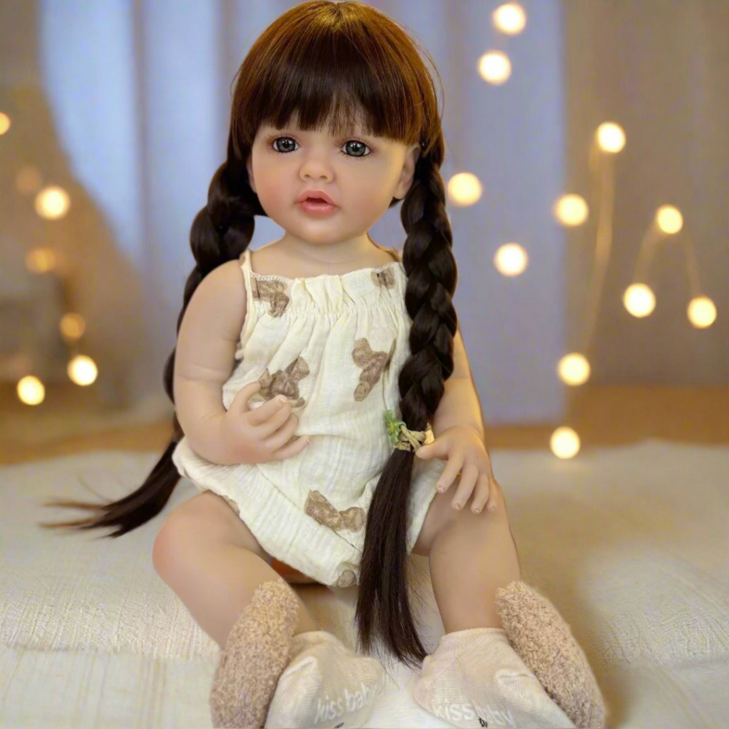 NestyFox Realistic Silicone Baby Doll – Lifelike Reborn Doll with Dress & Accessories