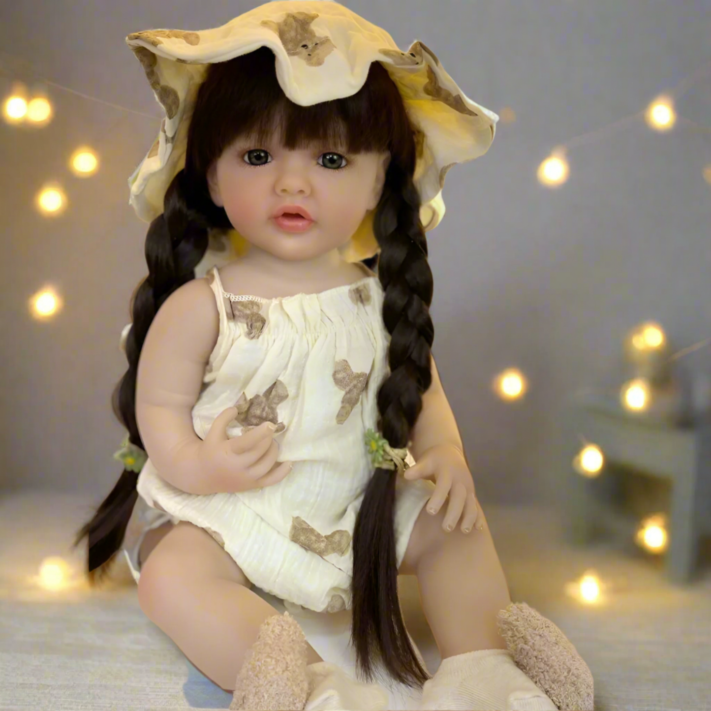 NestyFox Realistic Silicone Baby Doll – Lifelike Reborn Doll with Dress & Accessories
