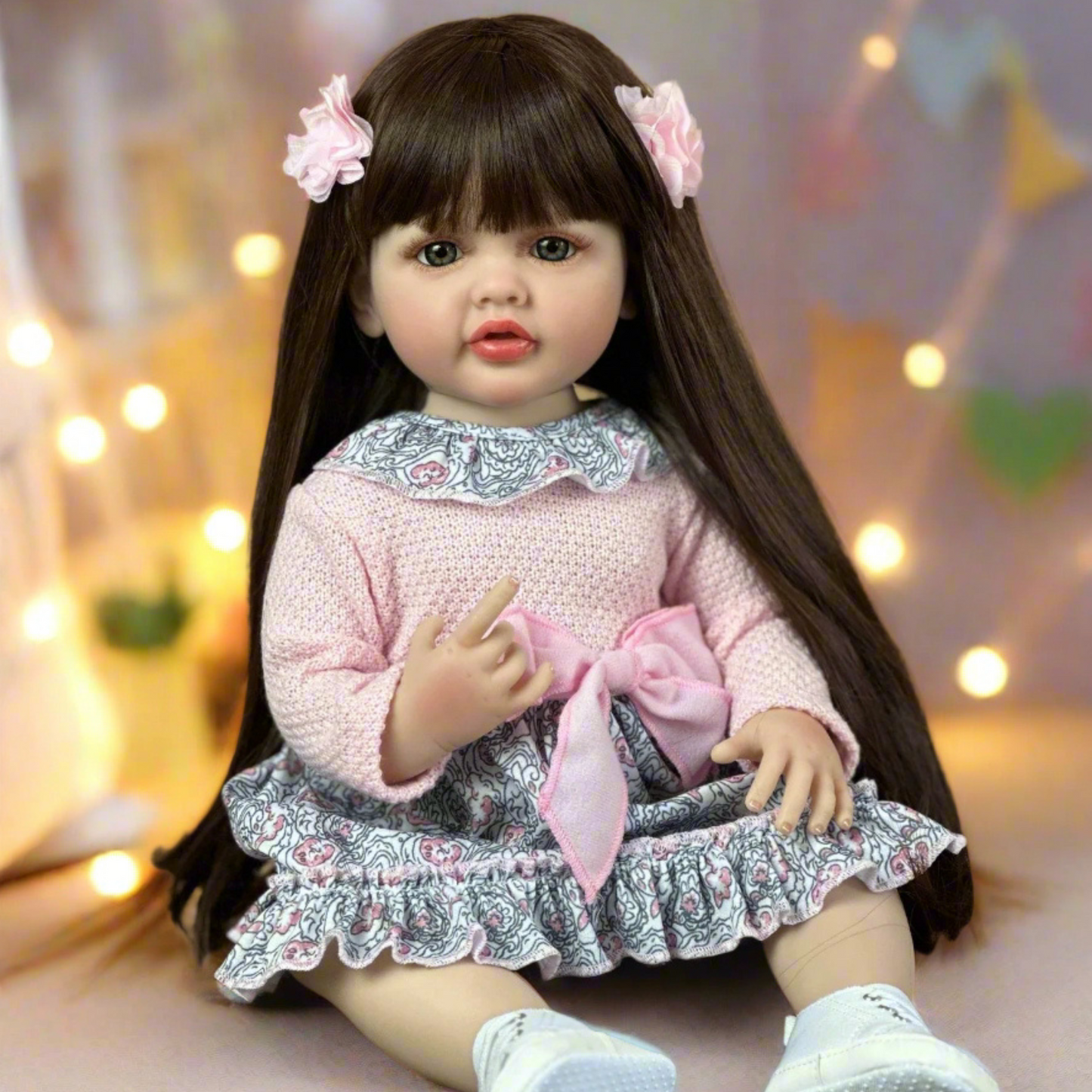 NestyFox Realistic Silicone Baby Doll – Lifelike Reborn Doll with Dress & Accessories