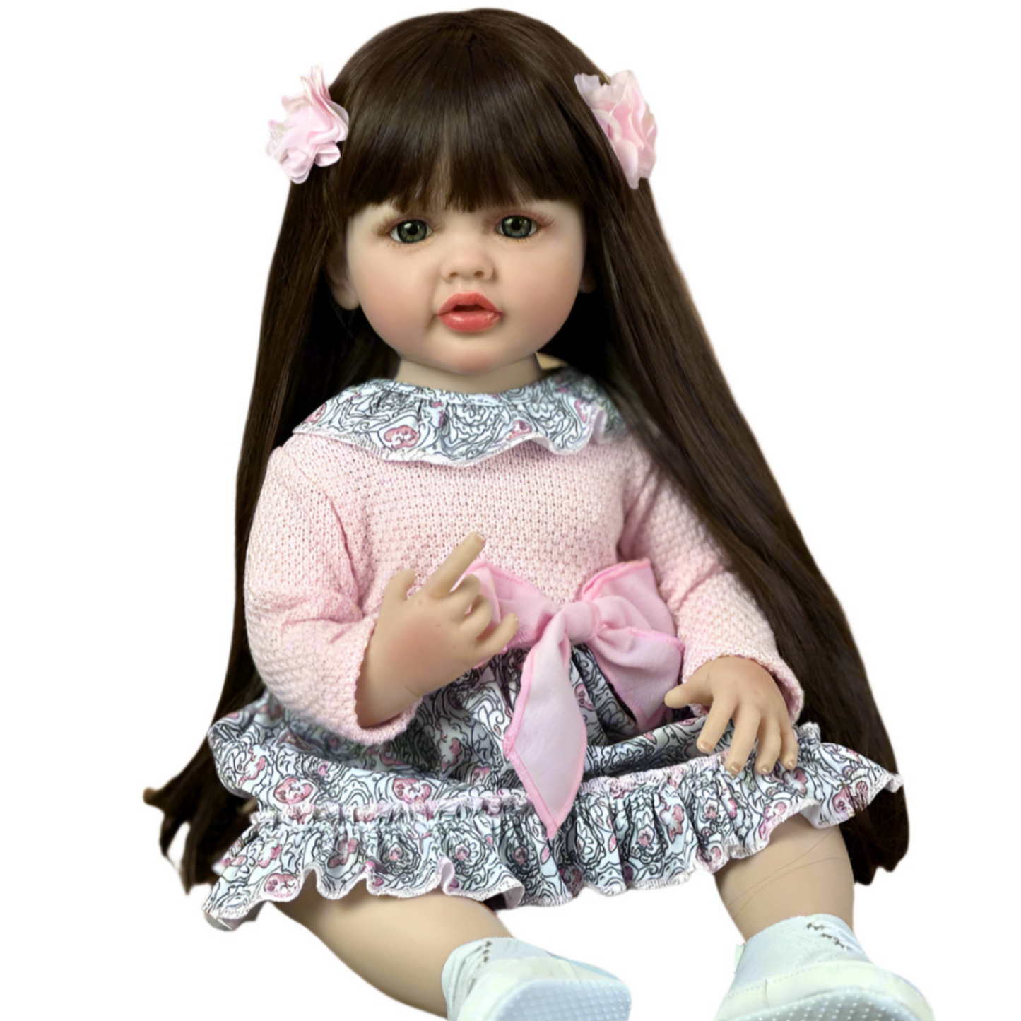 NestyFox Realistic Silicone Baby Doll – Lifelike Reborn Doll with Dress & Accessories