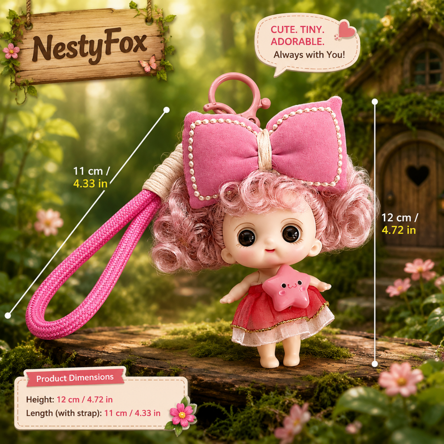 NestyFox 4 Dolls Set – Coco & Friends with Music & Light (22cm Fashion Doll + Mermaid + Mini + Baby)