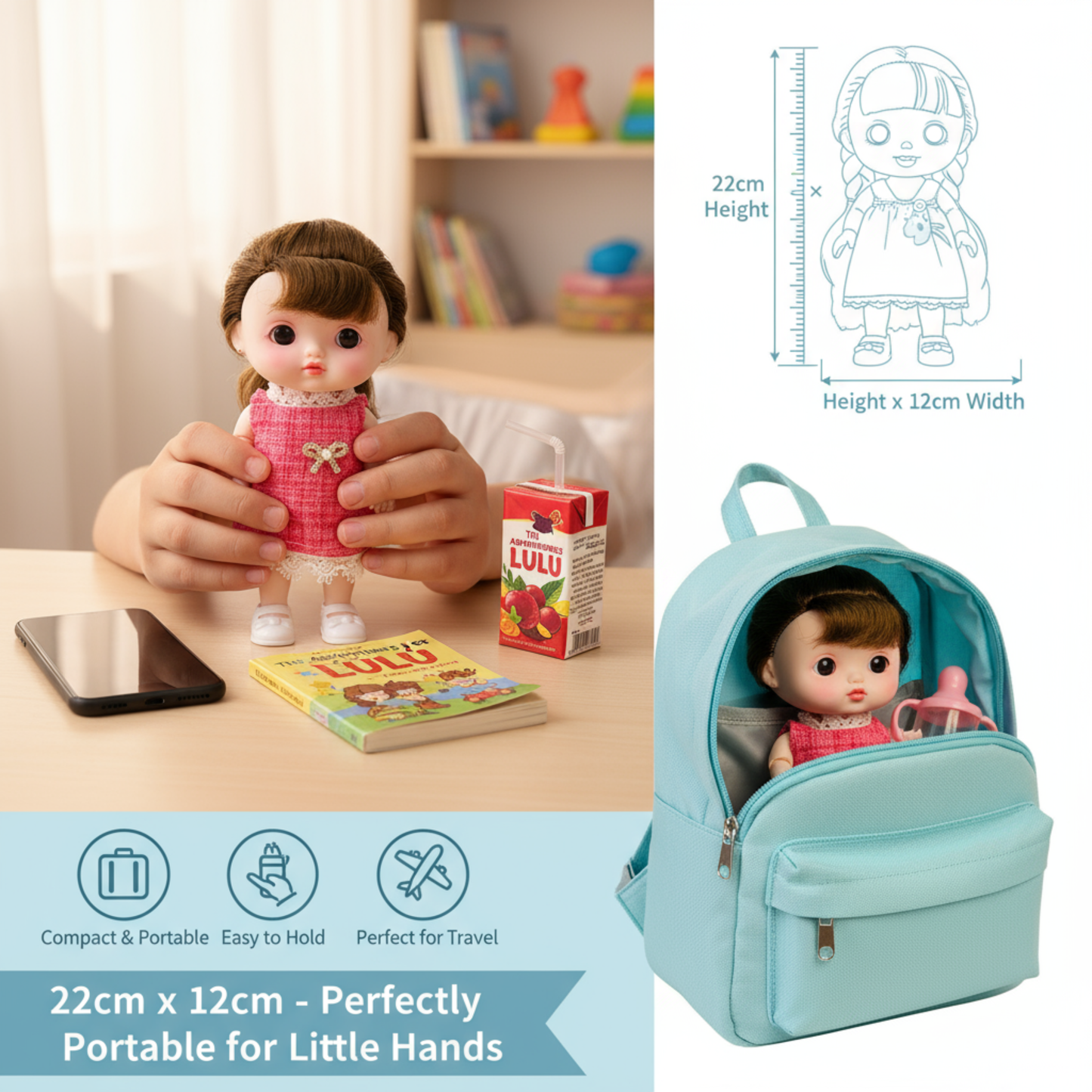 Premium Mini Doll - 22cm Collectible Toy for Kids Ages 3+