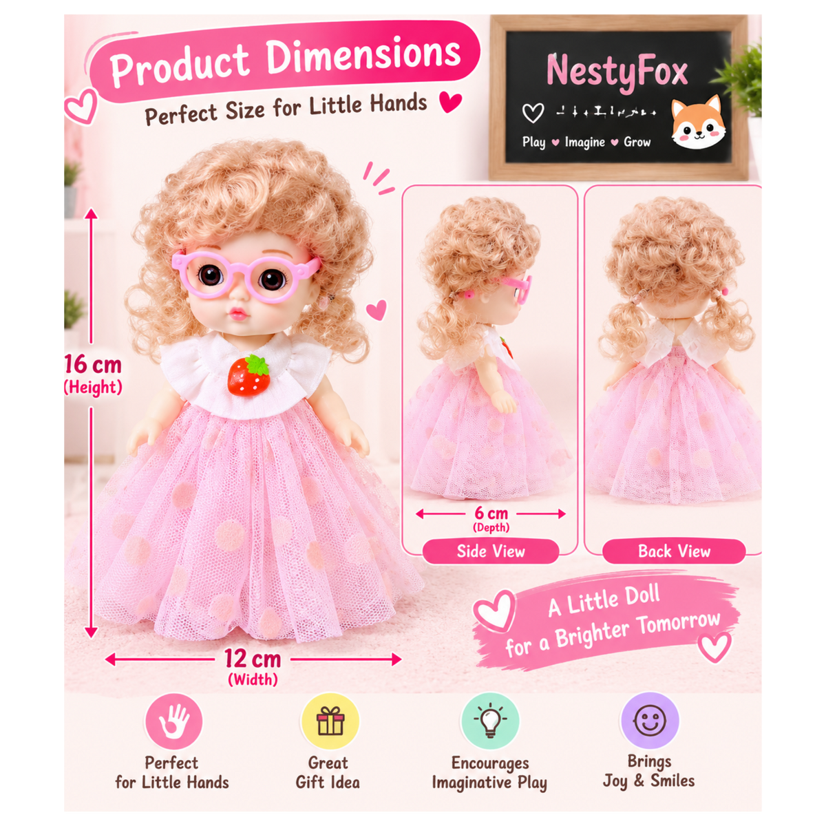 NestyFox Fashion Doll 16 CM for Girls