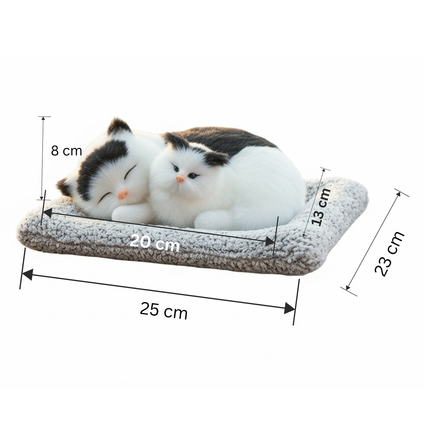 NestyFox Sleeping Cat Plush– Mother & Kitten Set for Kids, Home & Car Décor
