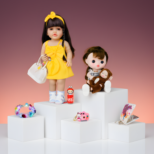 53cm Silicone Doll Gift Set - Complete Play Collection with LED Accessories & Extra Dress