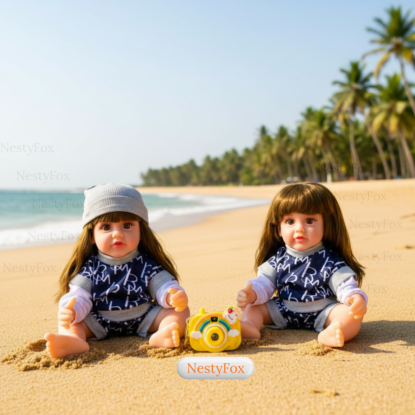 NestyFox 33cm Silicone Doll with Musical Labubu Toy