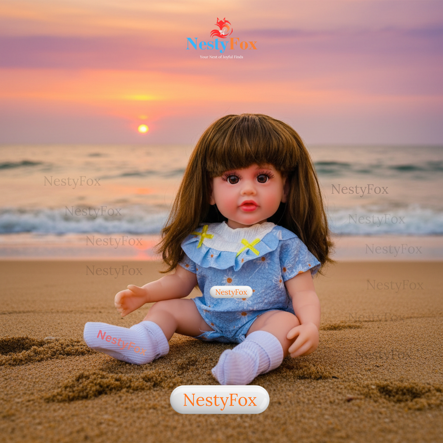NestyFox 33cm Silicone Doll with Musical Labubu Toy