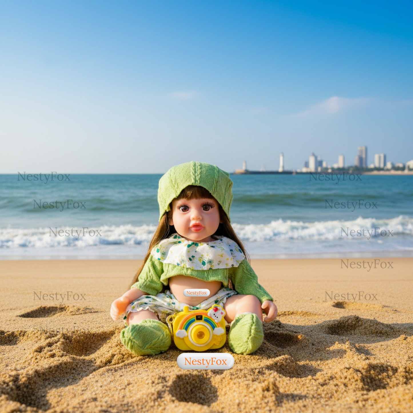 NestyFox 33cm Silicone Doll with Musical Labubu Toy