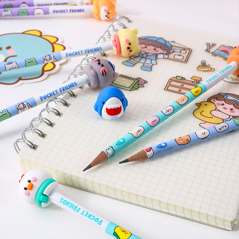 Cute Kawaii Pencil with Eraser Set of 6