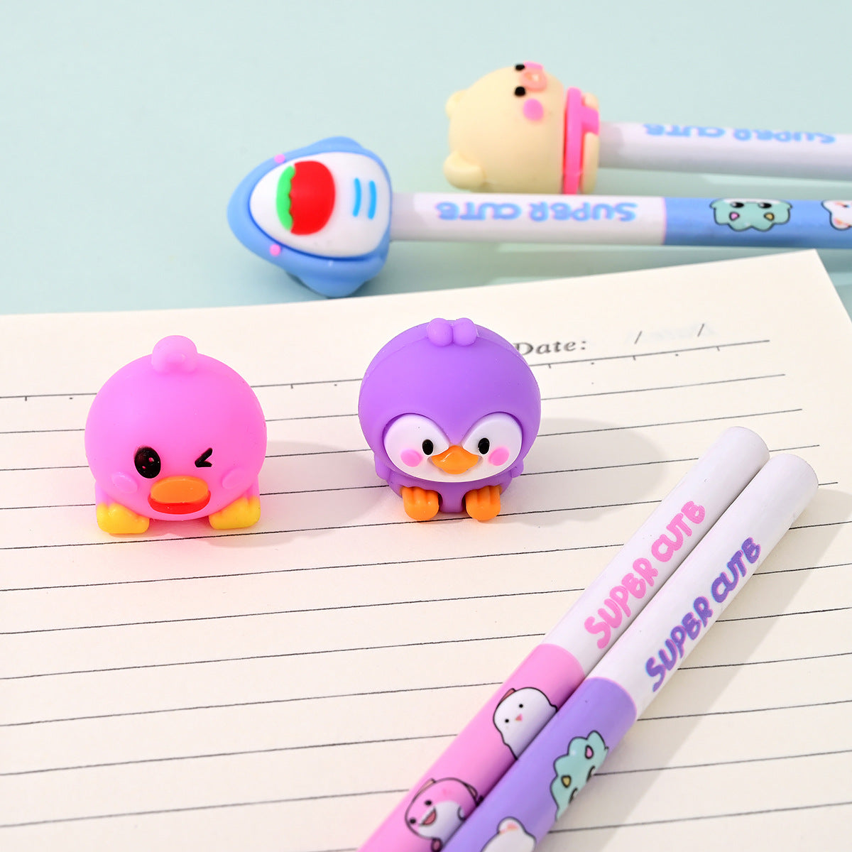 Cute Kawaii Pencil with Eraser Set of 6