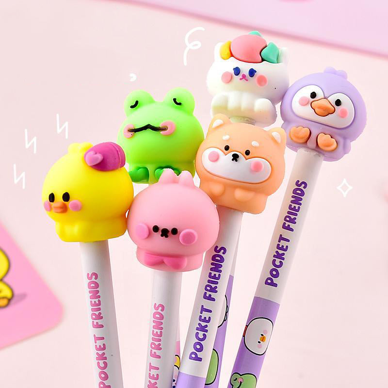 Cute Kawaii Pencil with Eraser Set of 6