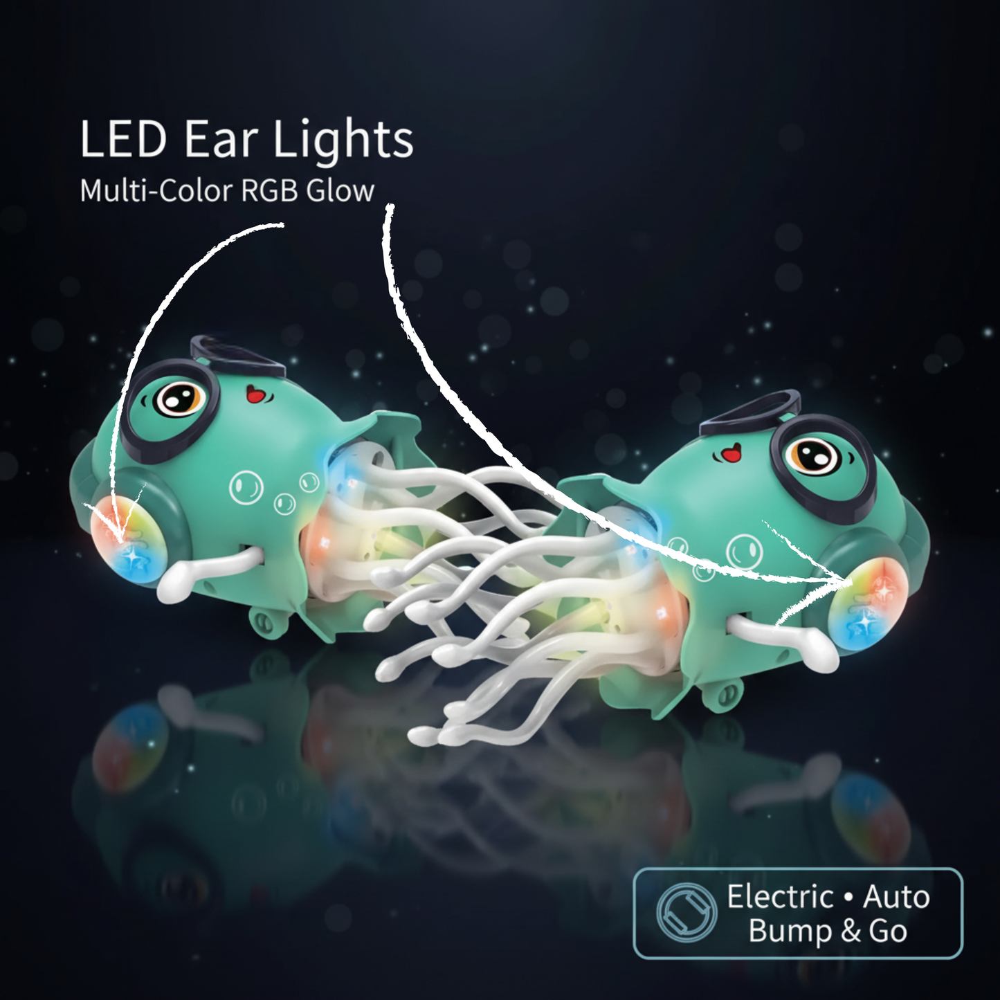 Dancing Jellyfish Toy for Kids with Music, LED Lights & 360° Bump-and-Go Action