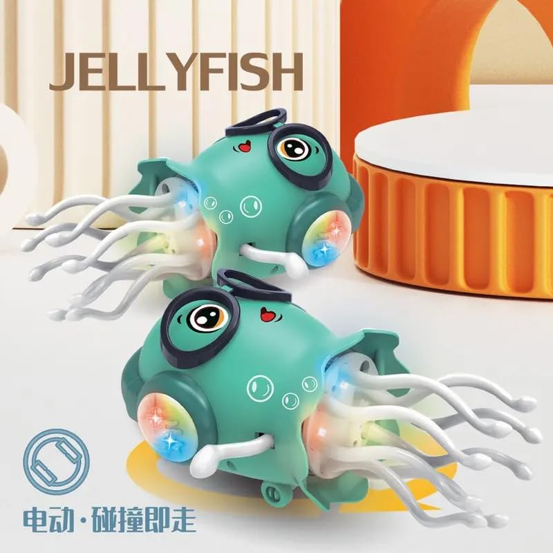 Dancing Jellyfish Toy for Kids with Music, LED Lights & 360° Bump-and-Go Action