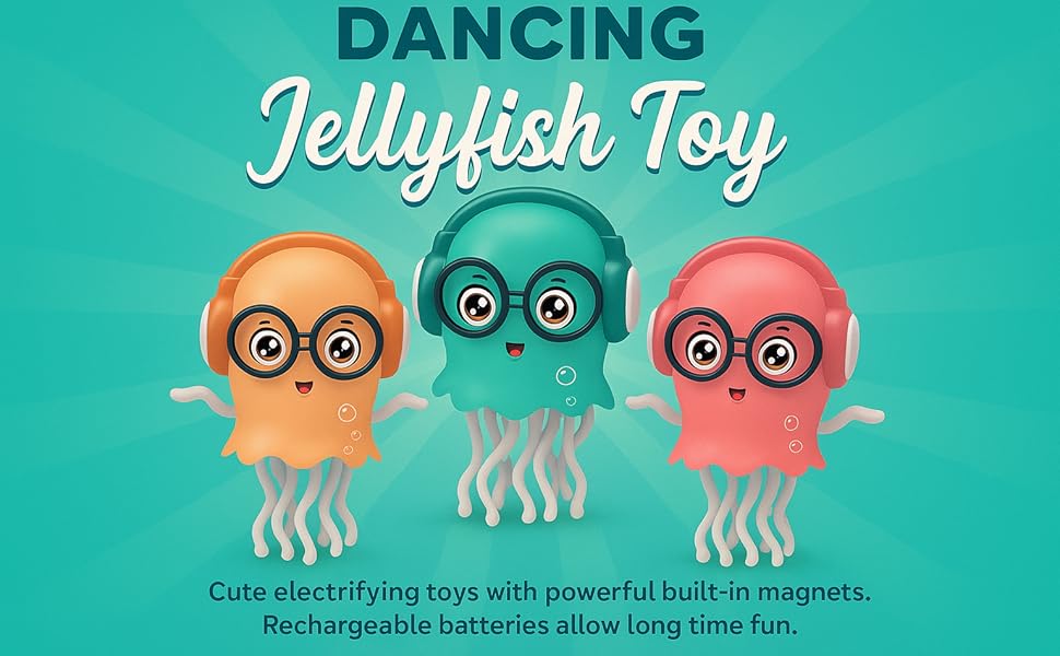 Dancing Jellyfish Toy for Kids with Music, LED Lights & 360° Bump-and-Go Action