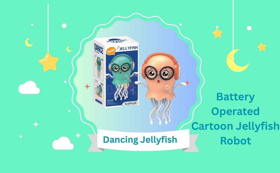 Dancing Jellyfish Toy for Kids with Music, LED Lights & 360° Bump-and-Go Action