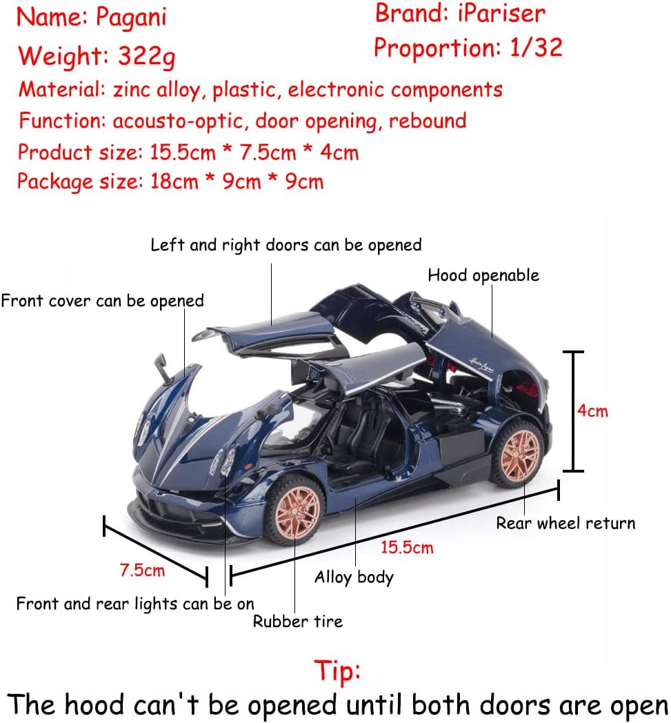 Pagani Huayra Dinastia 1:32 Pull Back Toy Car for Kids - Boys & Girls Gift (Purple)