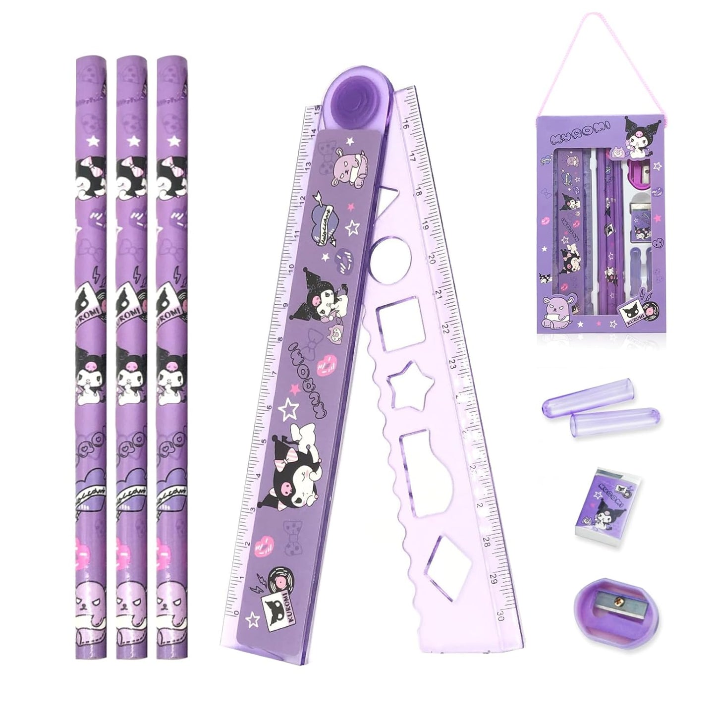 Kuromi Stationery Set of 2 - Pencil Kit for Girls/Boys