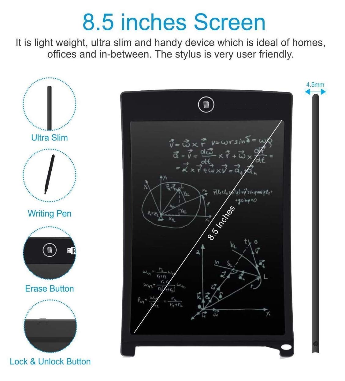 Portable LCD Writing Tablet with Instant Erase