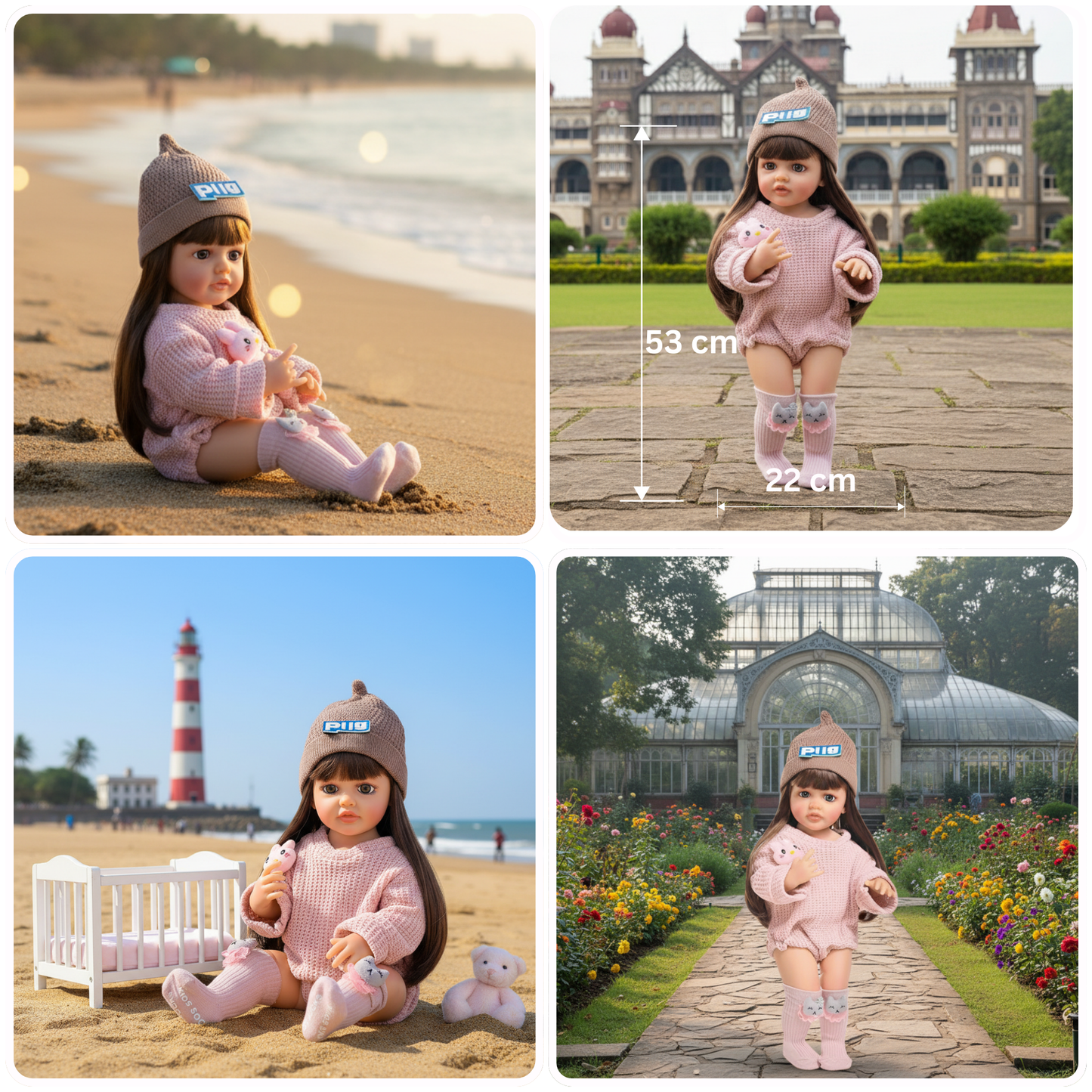 NestyFox Realistic Silicone Baby Doll with Handbag Set, Nipple Bottle, Diaper & Magnetic Pacifier – Soft Lifelike Doll for Girls