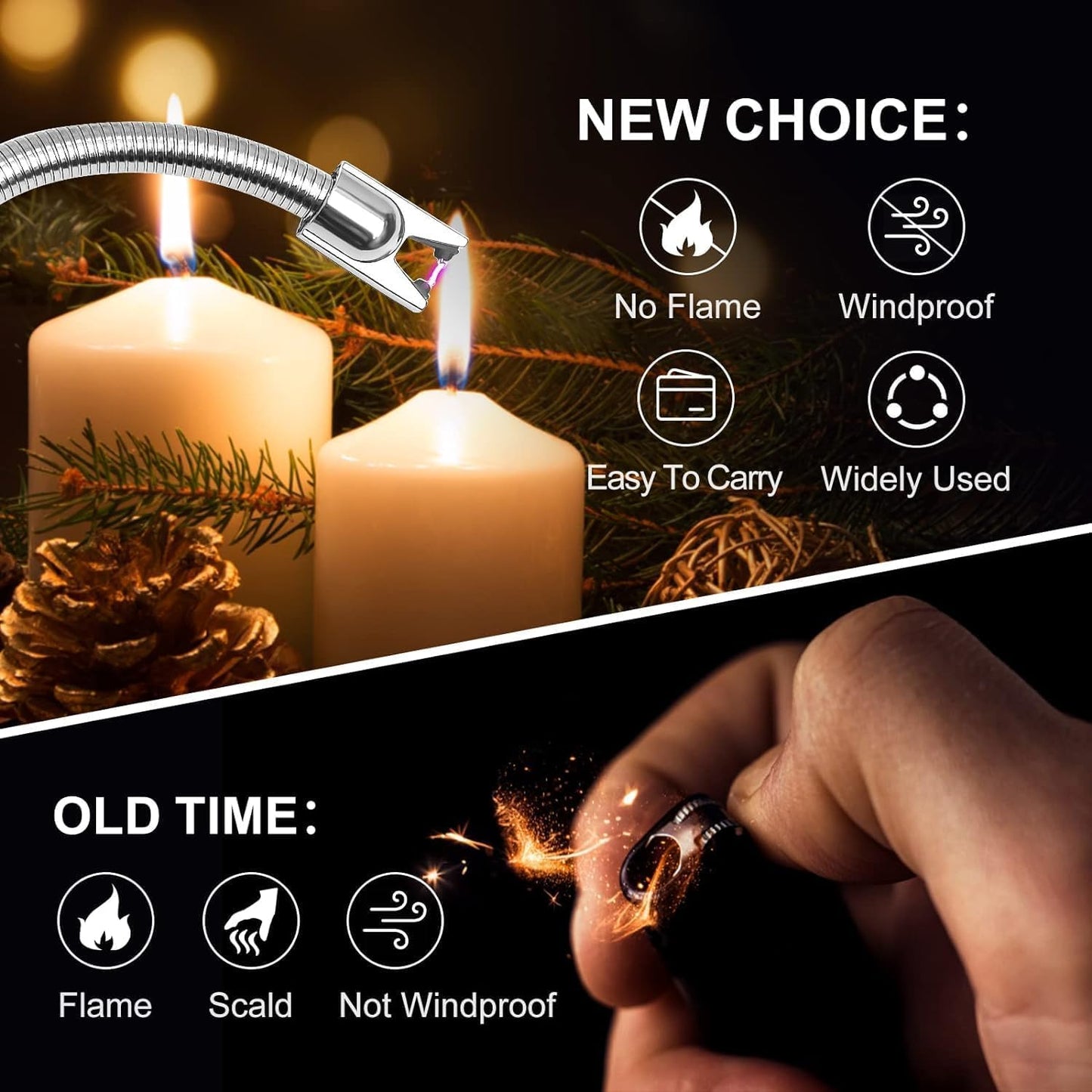 Electric Rechargeable Plasma Lighter - Flameless, Windproof, 360° Flexible Neck