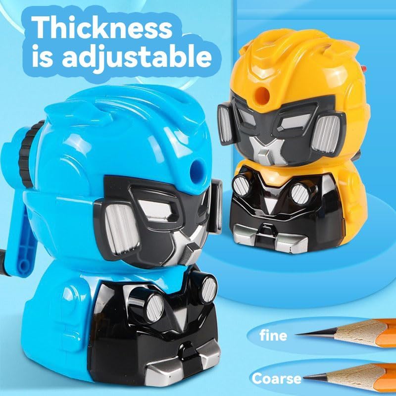 Robot Pencil Sharpener – Set of 3 | Fun Mecha Design for Kids | Adjustable Tip