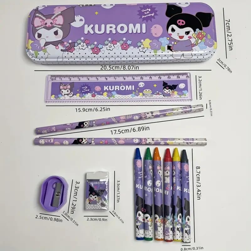 Set of 2 Kuromi Cartoon 7-in-1 Stationery Gift Sets for Kids