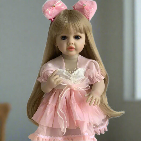 22-Inch Lifelike Silicone Baby Doll with Open Eyes | Hand-Painted Gift for Kids